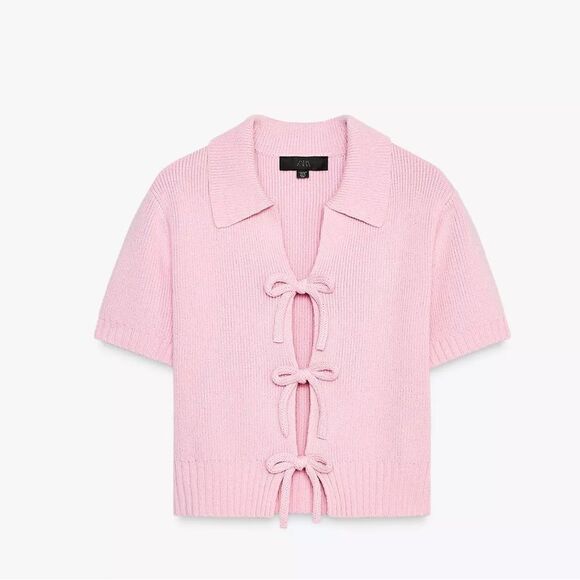 ZARA KNIT TOP WITH BOWS - Picture 9 of 12